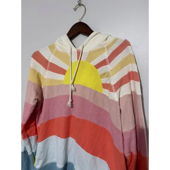 Faherty Soleil Sunray Hoodie Womens Medium Sunrise Cotton Pullover Sweatshirt - Picture 3 of 8